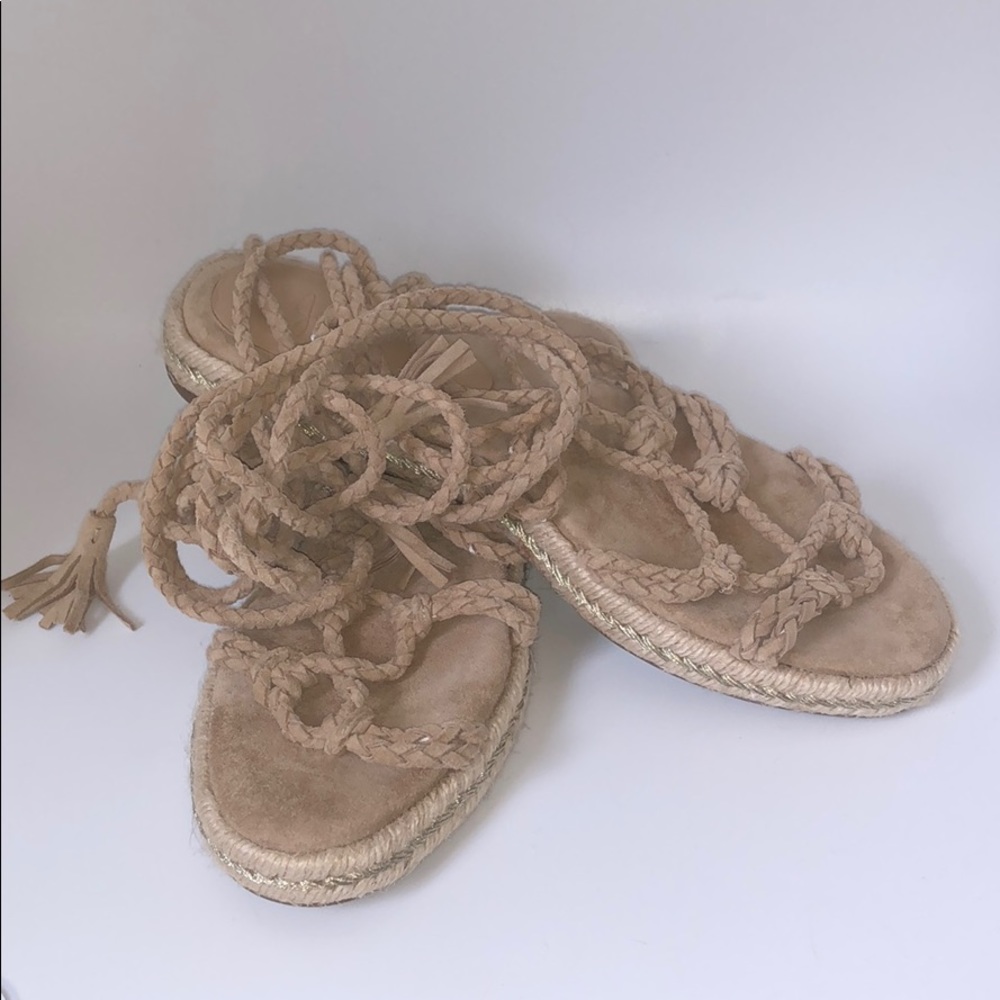 Joie tan suede lace-up sandals espadrilles 38.5 NEVER WORN